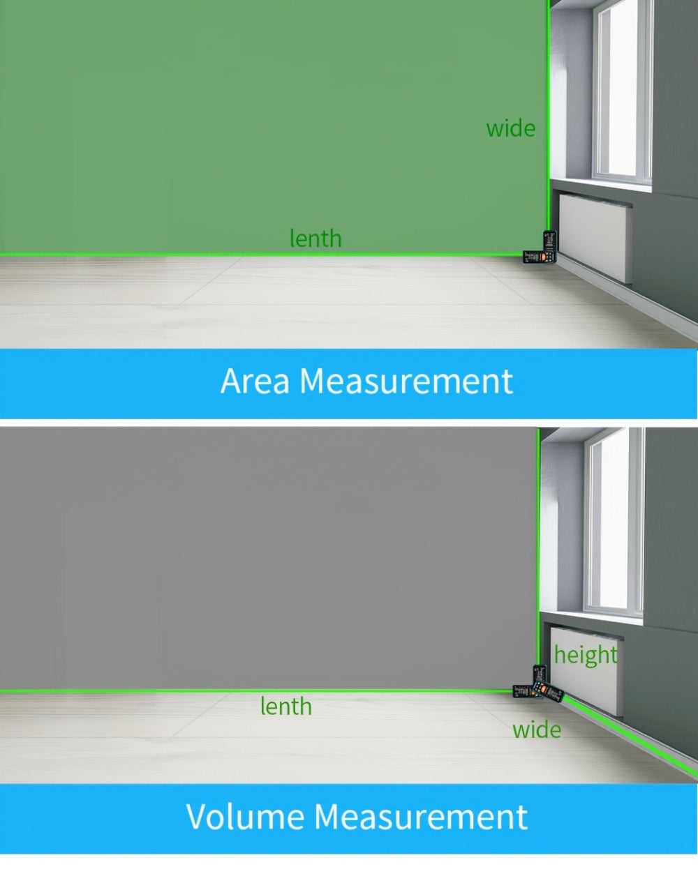 Laser Distance Meter Green Beam Digital Rangefinder 50M 70M 100M 120M Laser Tape Measure with LCD Display for Construction Surveying Indoor Outdoor Measuring