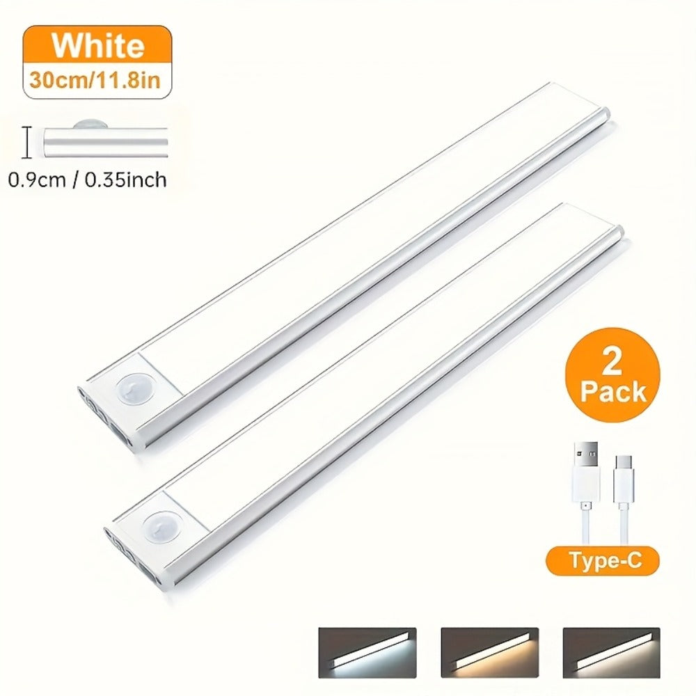 LED Motion Sensor Light USB-C Rechargeable 3 Color Temperatures Stepless Dimming Wireless Magnetic Under Cabinet Closet Night Light 1 2 4 Pack 20cm 30cm 40cm 50cm