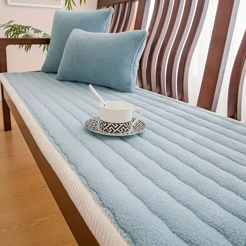 Plush Sofa Cover Bohemian Style Thickened Short Plush Non-Slip Machine Washable Pet Friendly Sofa Slipcover for Living Room Bedroom Office - Armrest Pad to 4 Seater