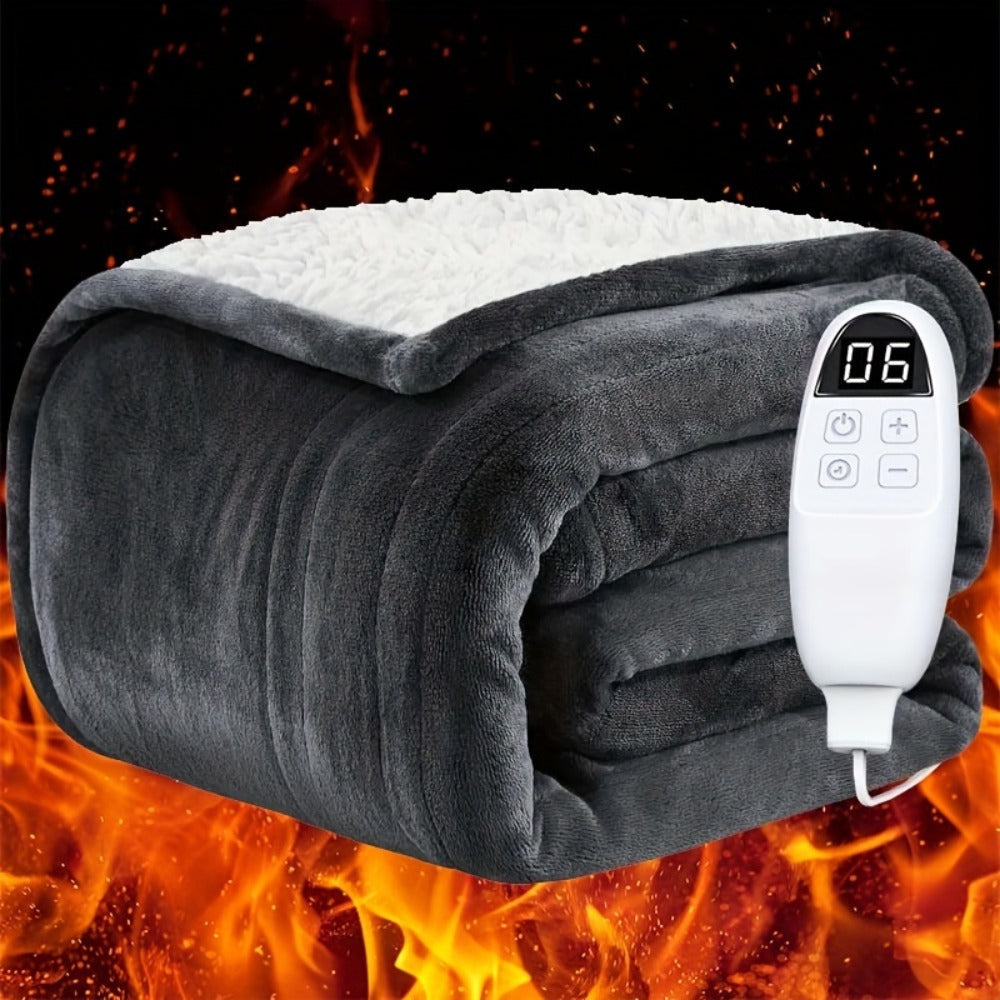 Electric Heated Blanket Flannel Sherpa - 6 Heat Settings, 10-Hour Auto Shutoff, Quick Heating, Machine Washable, ETL & FCC Certified, Twin Full Queen, Winter Comfort for Home Bed Couch Office