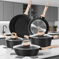 Pots and Pans Set 12-Piece Non-Stick Kitchen Cookware ¨C Complete Cooking Set with Frying Pan | Durable Even-Heating Non-Stick Coating | Available in Black & White | Home Kitchen Essentials