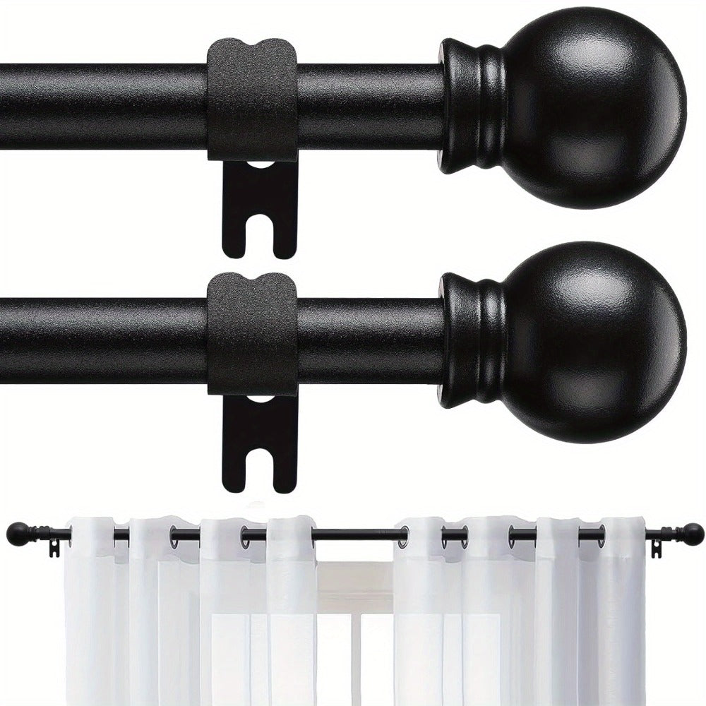 Curtain Rods 2 Pack Matte Black Adjustable 28 to 95 Inch | 5/8 Inch Stainless Steel Extra Long Window Curtain Rod Set for Living Room Bedroom Bathroom Kitchen | Multiple Sizes Available