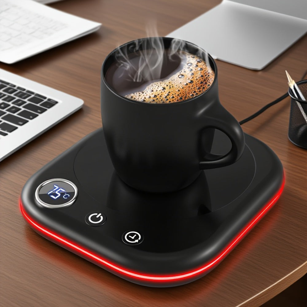 Desktop Coffee Cup Warmer 40W Temperature Display 3 Settings 1-12 Hour Timer 4-Hour Auto Shut-Off Smart Electric Mug Warmer for Coffee Tea Milk Cocoa Water Gift