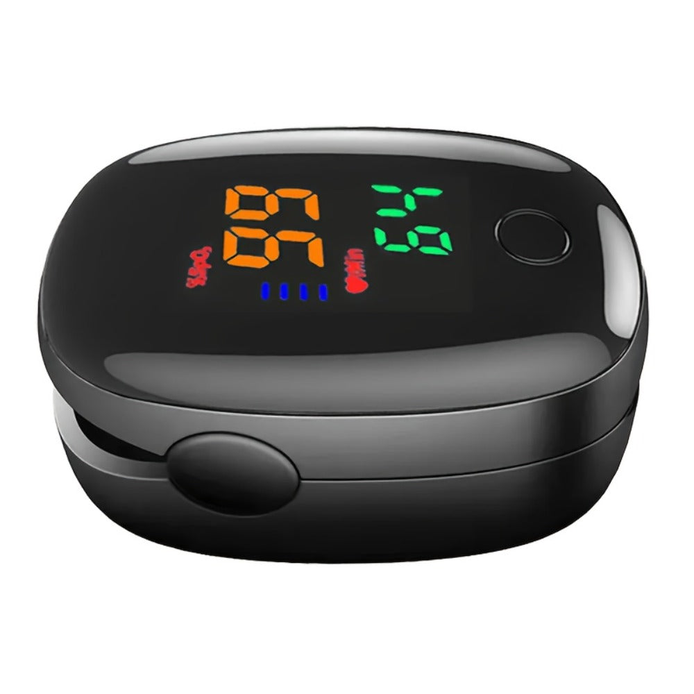 FDA Approved Pulse Oximeter with Color LED Display, Digital Fingertip Blood Oxygen Saturation & Heart Rate Monitor, Automatic SpO2 Meter for Home Health Monitoring, Black