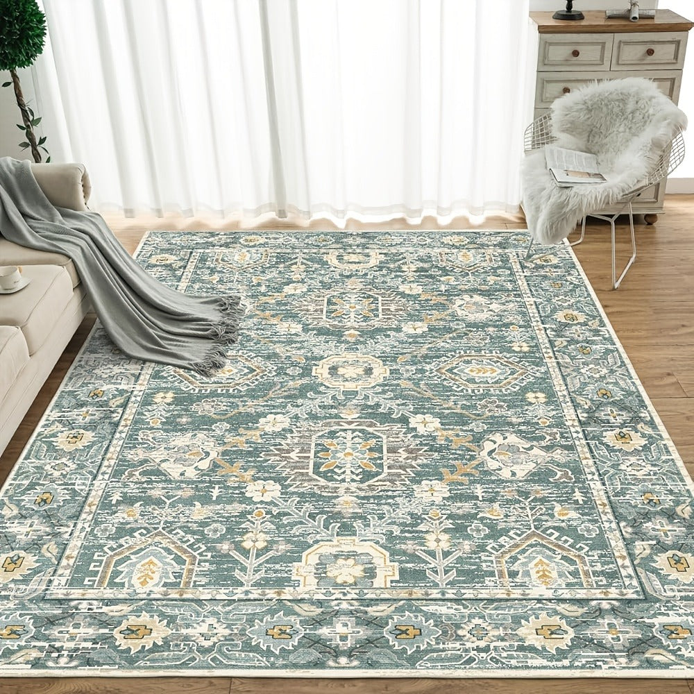 Area Rug Boho Vintage Washable Non-Slip Rug for Living Room Bedroom Traditional Woven Carpet Home Decor