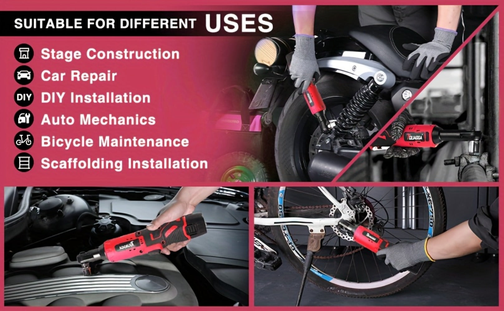 Cordless Electric Wrench QUAGGA 12V - 45Nm High Torque 3/8¡± Rechargeable Ratchet Wrench with Battery & Charger for Automotive Repair, Stage Truss & Home Improvement, Best Family Gift Tool