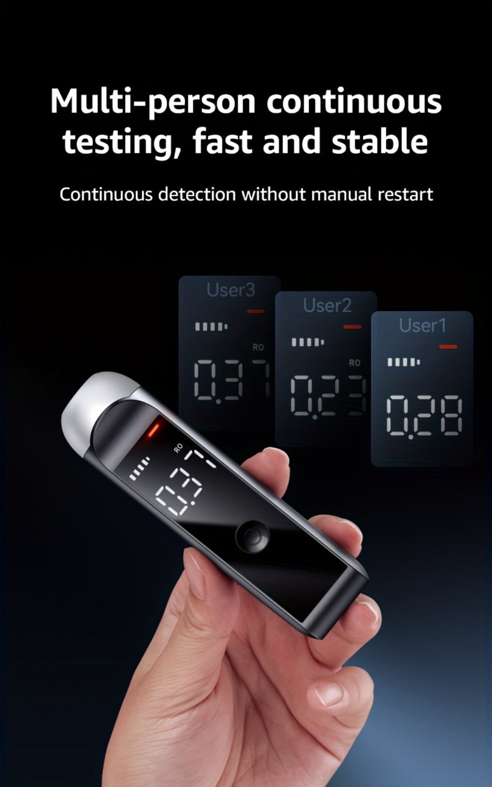 Rechargeable Breathalyzer Alcohol Tester ¨C Professional Digital Breath Alcohol Detector, Portable Personal Breathalyzer with LCD Display, Available in Green, Black & Pink