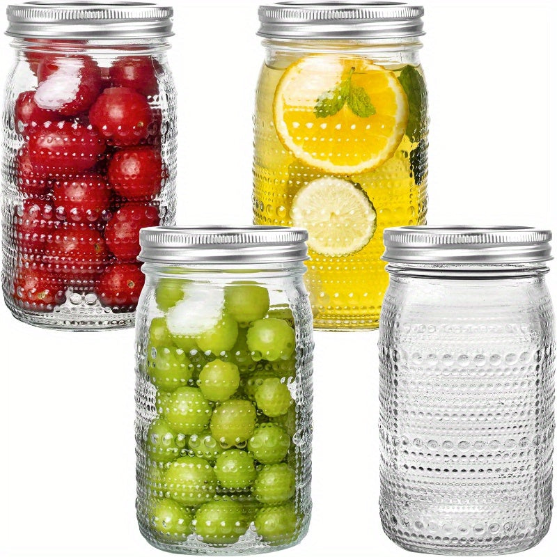 Mason Jars 32 oz Wide Mouth with Lids 4 Pack ¨C Glass Canning Jars for Food Storage, Meal Prep, Pickling, Fermenting & Pantry Organization, Dishwasher Safe, Leak-Proof Split Seal Lid