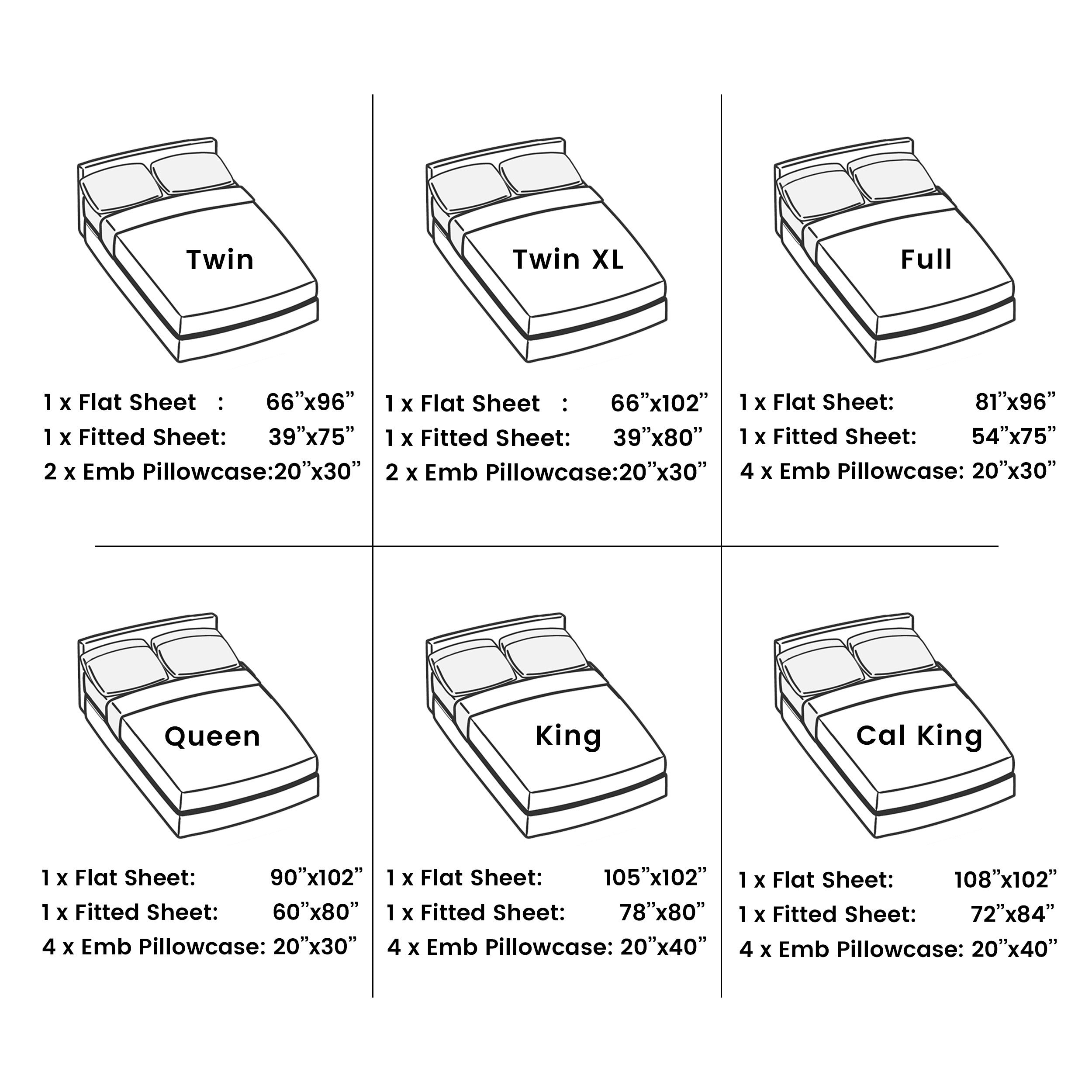 Brushed Microfiber Sheet Set 6pcs ¨C Soft Fade-Resistant Bedding 20 Colors Twin Twin XL Full Queen King Cal King Fitted Flat Pillowcases