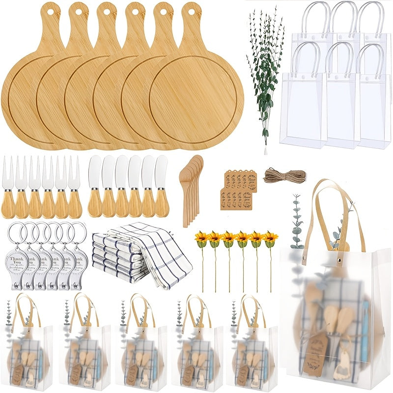 Pizza Board Gift Set with Knives Spoons Gift Bag and Kitchen Towel - Charcuterie Cheese Board Set for Bridal Shower Party Favor, Christmas Holiday Gift for Her Him, Wedding Shower Game Prize