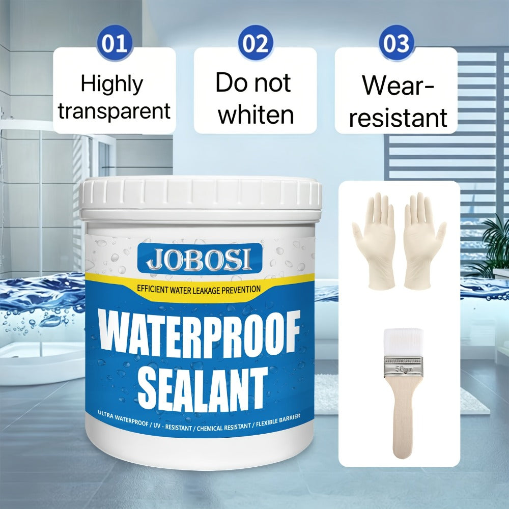 Waterproof Sealant Liquid Glue 32oz 1KG Leak Repair Agent ¨C Indoor Outdoor Waterproof Coating for Roof Basement Wall Pipe Crack Sealing, Transparent & Black, Strong Adhesive Waterproof Repair Glue