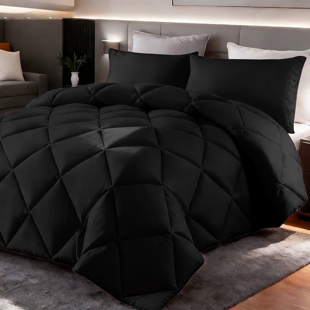 Comforter Set 2-3 Piece Rhombus Grid Luxury - Soft Lightweight Breathable Oversized Bedding Set with Pillowcases, All Season Twin Queen King, 24 Colors Available