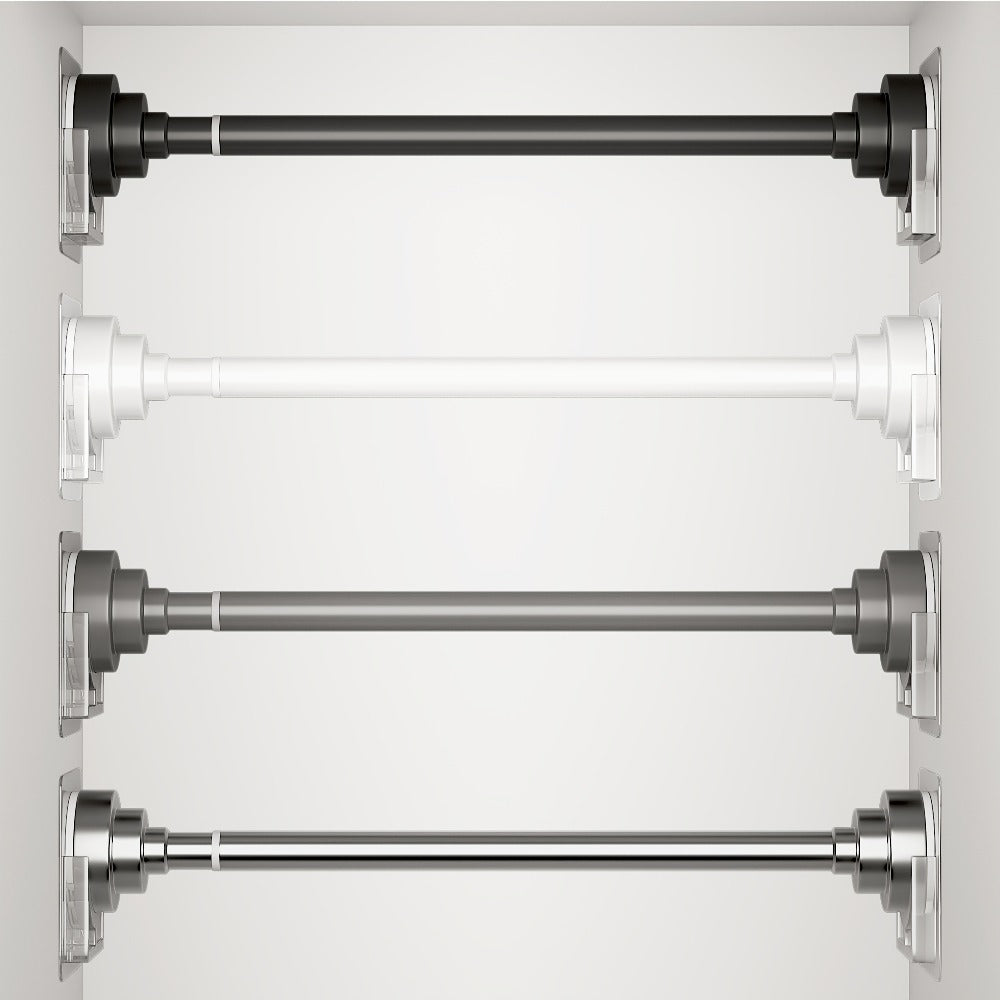 Tension Rod Stainless Steel No Drill - Adjustable Curtain Rod for Wardrobe Bathroom Bedroom, Clothes Drying Rod, Multiple Sizes & Colors