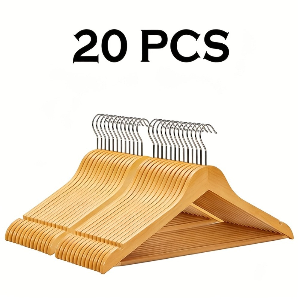 Premium Wooden Hangers with 360¡ã Rotatable Hook & Shoulder Grooves | Slim Durable Wood Coat Suit Hangers | 10 20 30 Pack Closet Organizer in Natural & Champagne