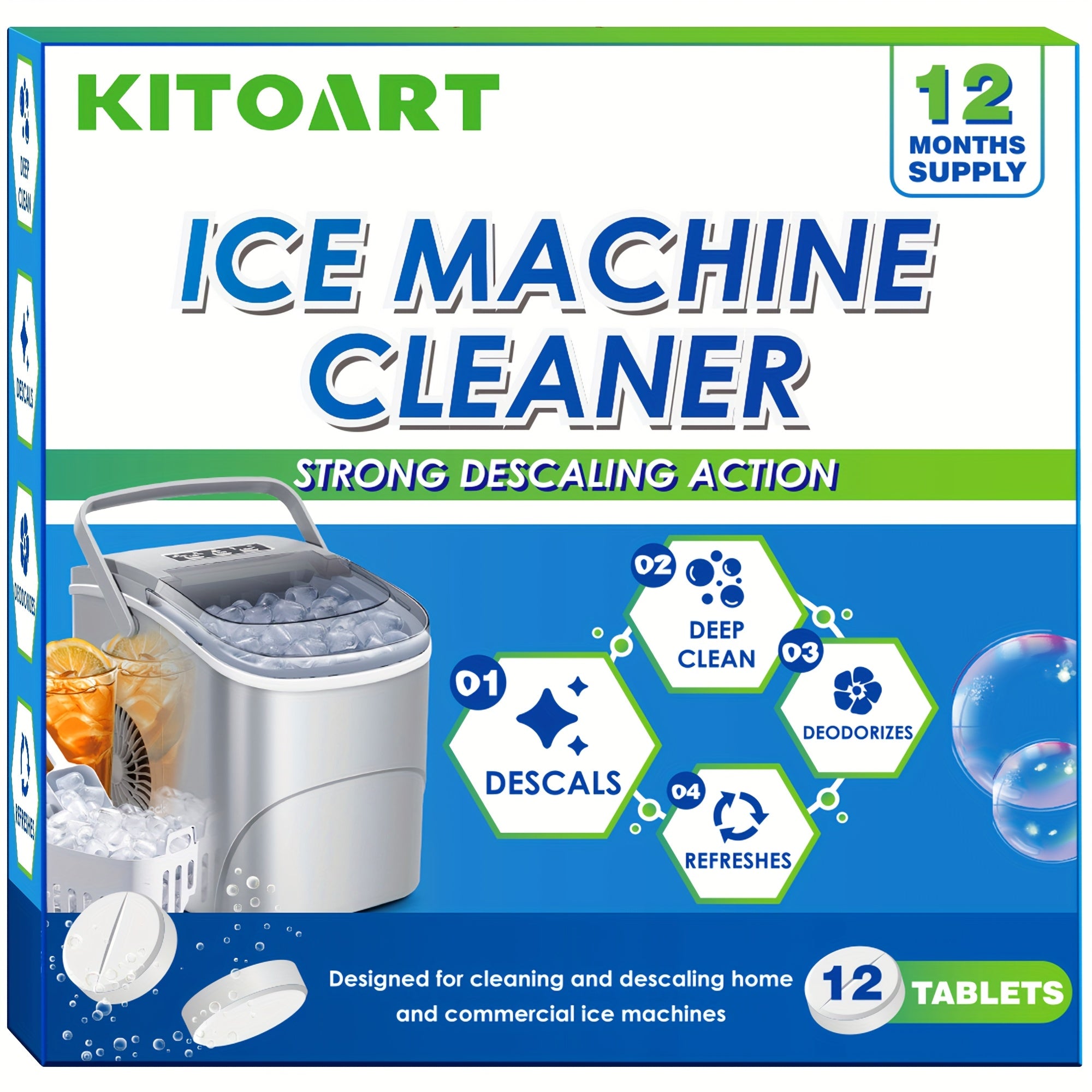 Ice Maker Cleaning Tablets Descaler 12/24/36 Pack, Food Grade Citric Acid Ice Machine Cleaner for Countertop Portable Commercial Ice Makers, Deep Clean Deodorize Remove Limescale