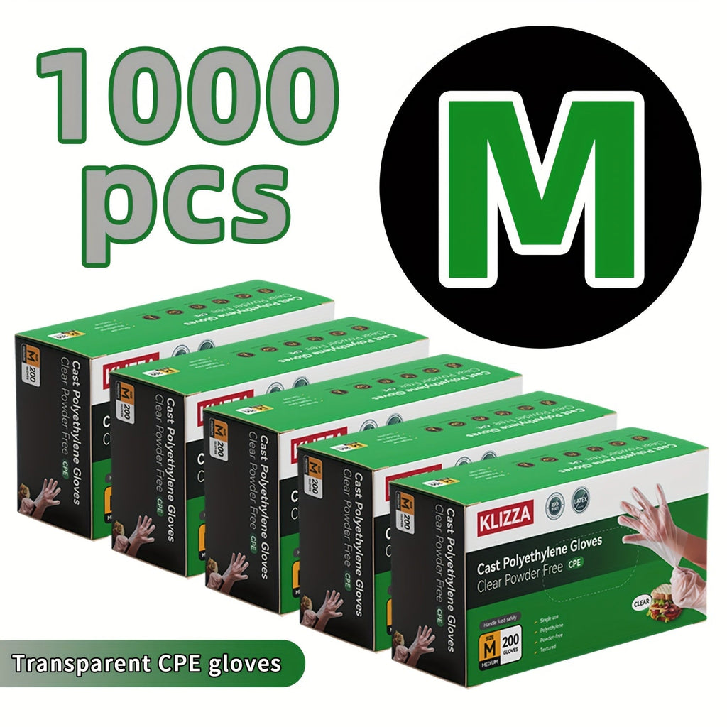 Clear Poly Disposable Gloves 200/1000PCS Oil Resistant Food Safe Cooking Cleaning Gloves S M XL