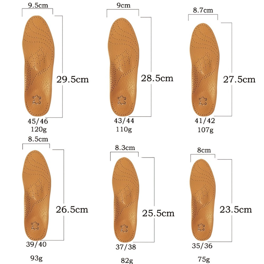 Leather Arch Support Insoles for Men & Women ¨C Cushioned Latex Orthotic Shoe Inserts with Nylon Support for All-Day Comfort and Pain Relief