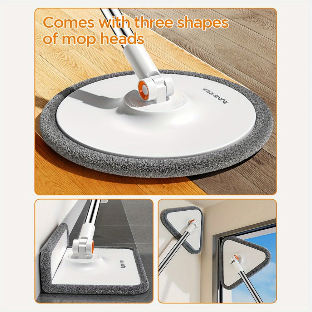 Spin Mop and Bucket Set with Wringer, Joybos Hands-Free Self-Wringing Rotating Floor Mop, Sewage Separation Design, 3 Mop Head Types, Dry & Wet Use for Home, Kitchen & Bathroom Floor Cleaning