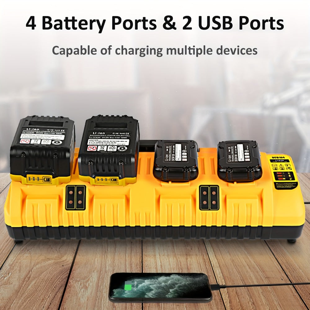 4-Port Dewalt Battery Charger DCB104 12V 20V Max 2 USB Ports