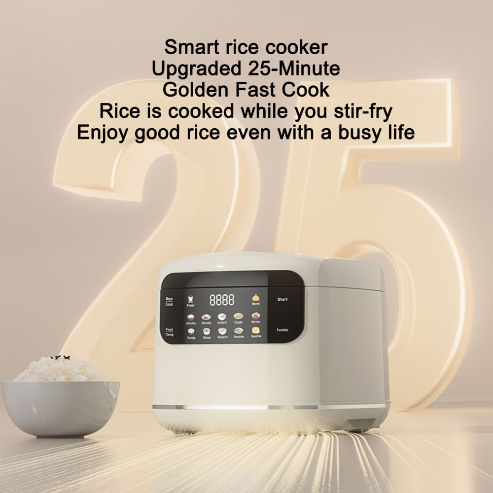 Rice Cooker 2L 4 Cups 10-in-1 Mini Multifunctional Compact Electric Rice Cooker for Rice Soup Stew Oatmeal Cake Steamed Vegetables Perfect for Small Kitchen Dorm Apartment
