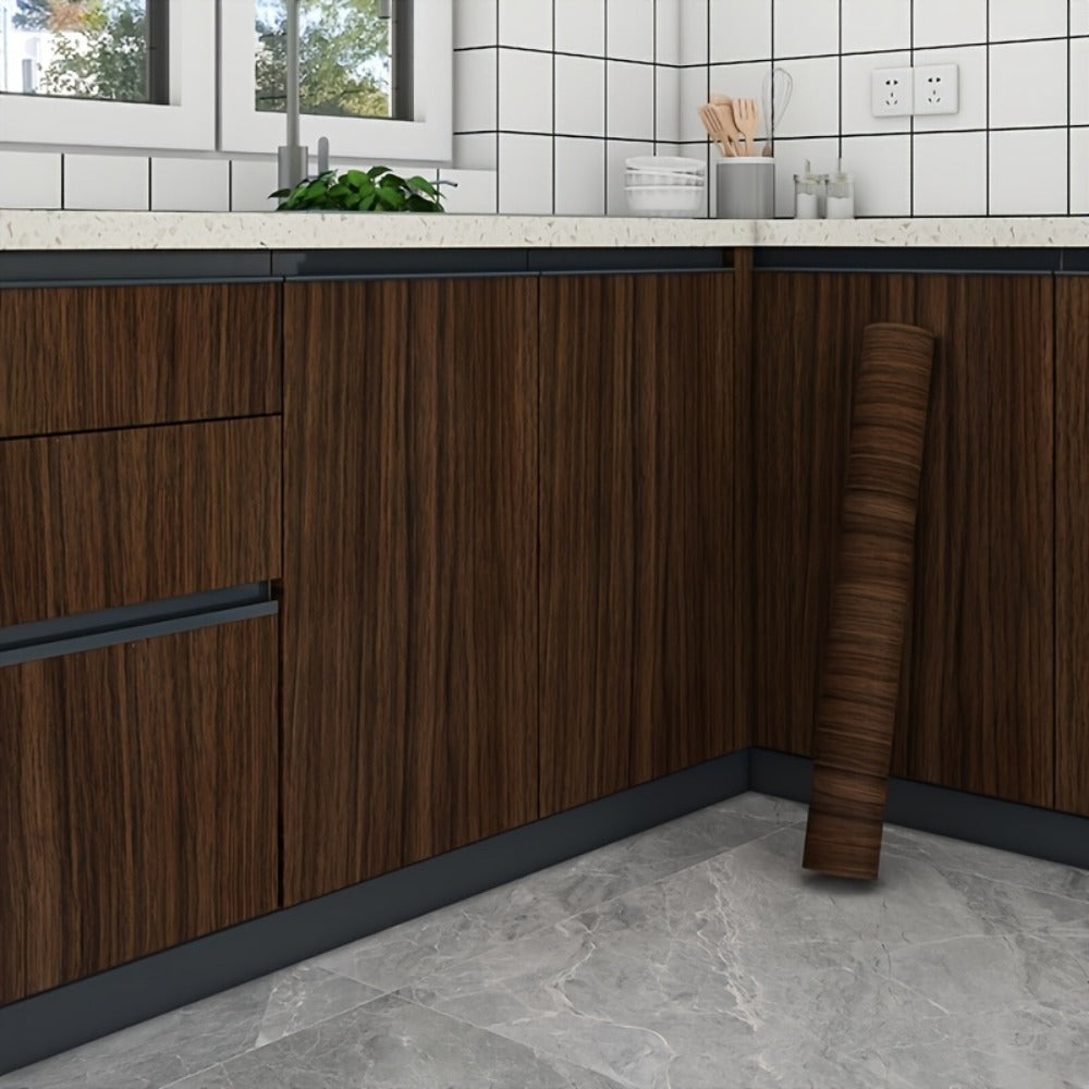 Wood Grain Contact Paper Peel and Stick Wallpaper - Self-Adhesive Removable Wall Sticker Waterproof Vinyl Film for Cabinets Countertops Furniture Doors Tables - White Black Brown DIY Home Decor