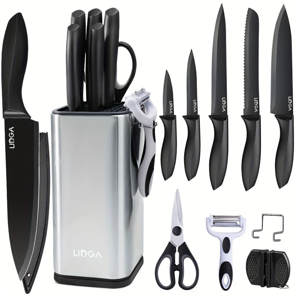Stainless Steel Kitchen Knife Set Chef Knife Damascus Black Knife Block