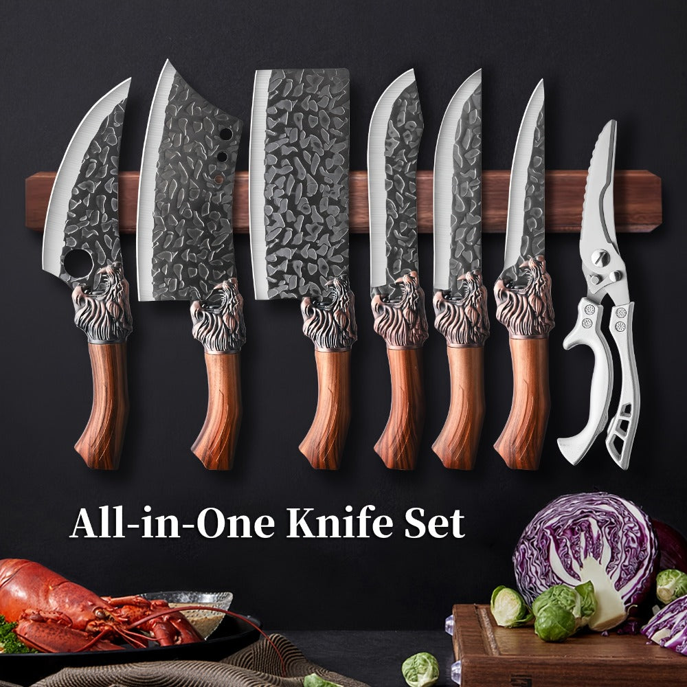 Kitchen Knife Set 3/7pc Professional Chef Knife Set with Butcher Boning Scissors | Stainless Steel Cooking Knives for Home Hotel Camping