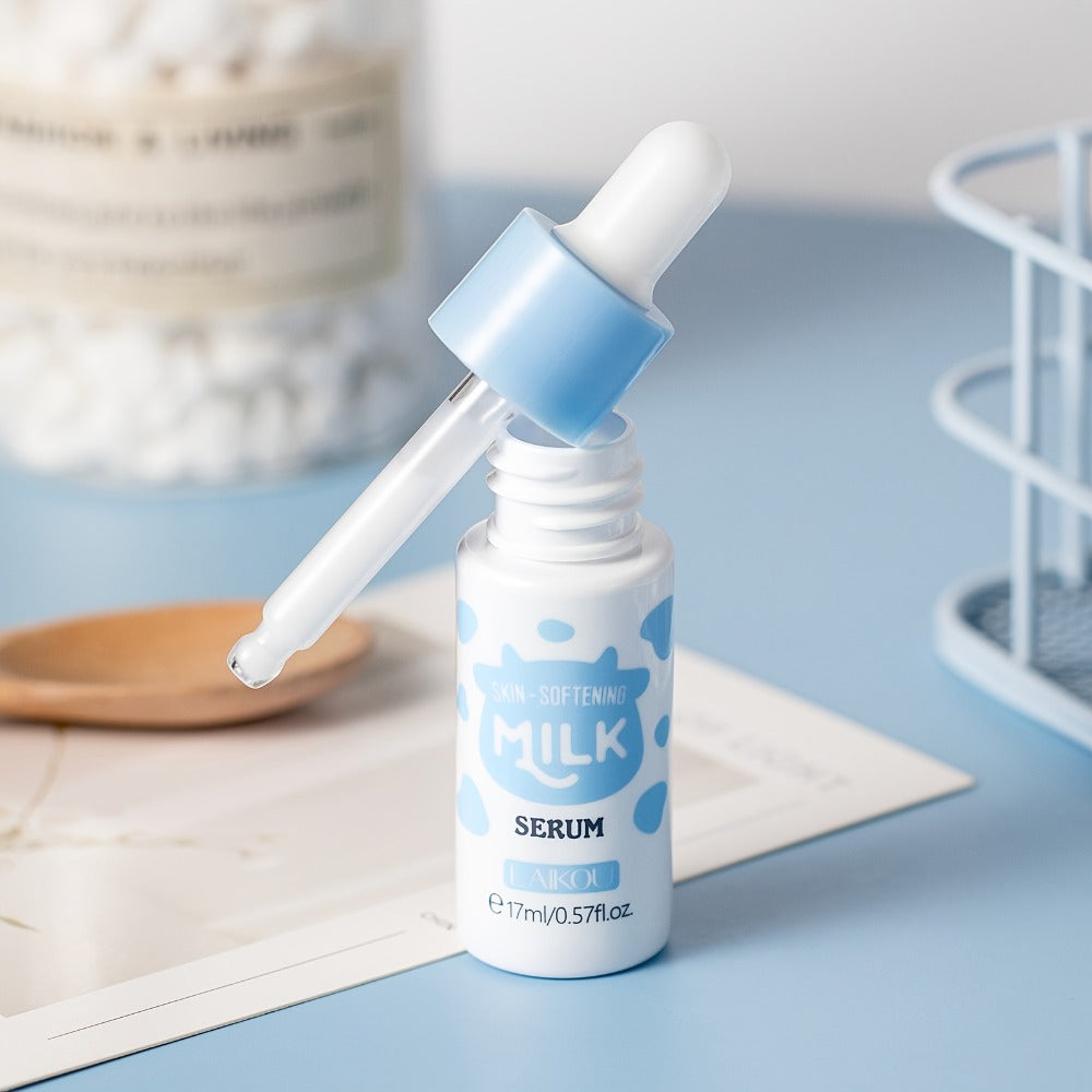 Milk Radiant Face Serum with Niacinamide Vitamin E Shea Butter Deep Hydrating Day Night Essence Brightening Moisturizing Anti-Aging Skin Glow Serum 17ml