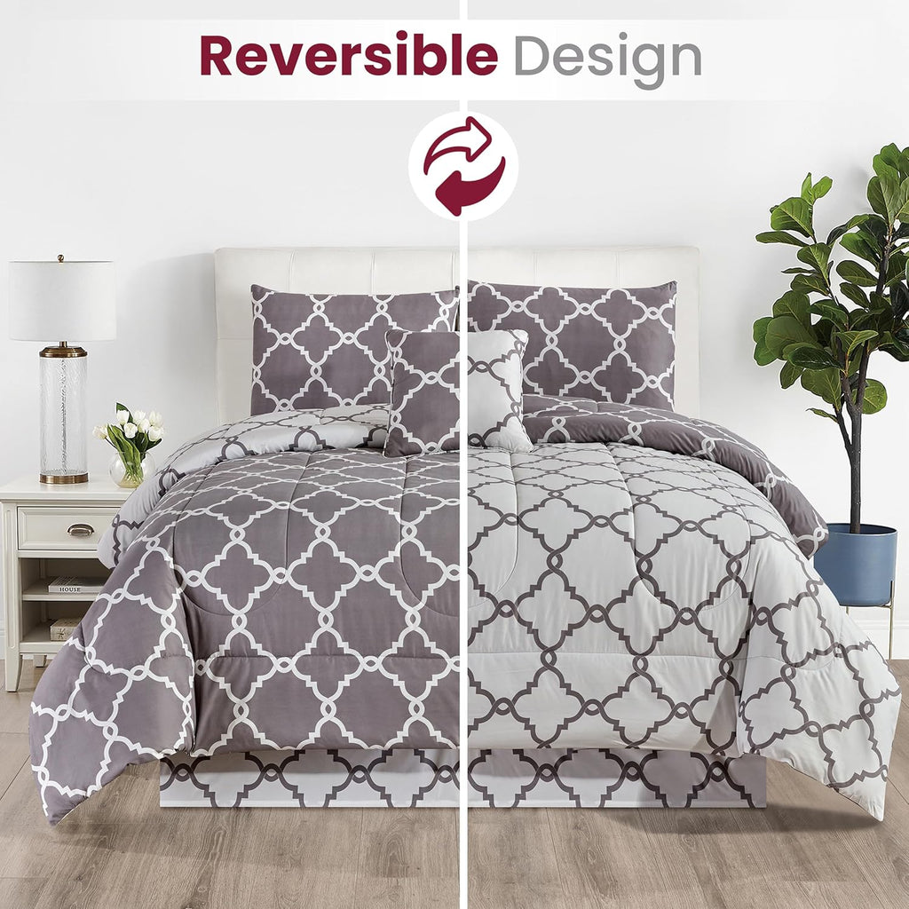 5-Piece Comforter Set ¨C Down Alternative Reversible Quilted Bedding with Bed Skirt & Pillow Shams, Twin Queen King, All Seasons ¨C 13 Colors