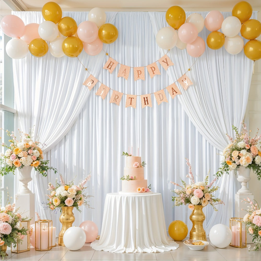 Blackout Backdrop Curtain 4 Pack 5x10 Ft - Heavyweight Nonwoven, Wrinkle-Resistant, Smooth Hanging for Wedding Birthday Baby Shower Party Photography Background Decoration