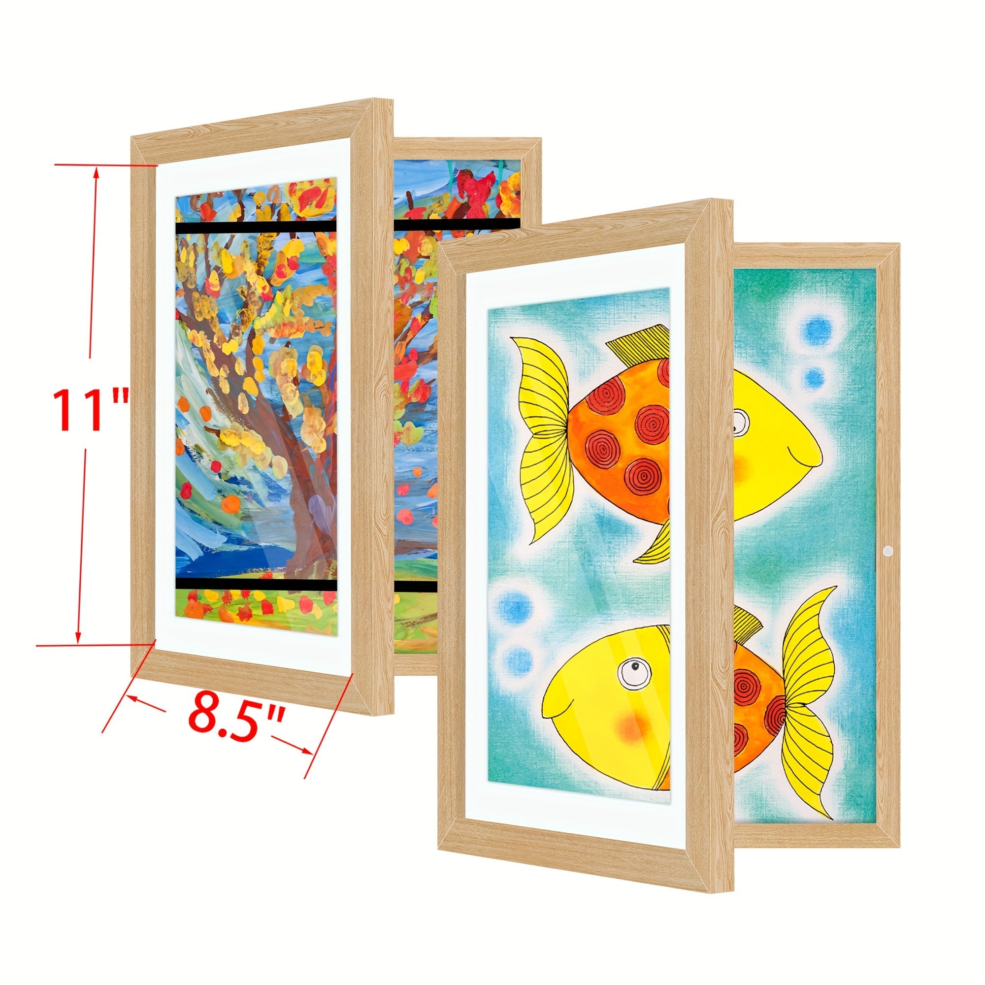 Kids Art Frame Changeable Front-Opening Display ¨C Children Artwork Picture Frame for 8.5x11 & 10x12.5 Drawings, Paintings & School Projects, Perfect Christmas & Holiday Gift, White / Wood / Black, 2/4/8 Pack