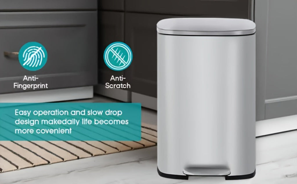 Stainless Steel Trash Can with Pedal & Removable Inner Bucket Fingerprint-Proof Kitchen Garbage Can with Hinged Lid ¨C 5L / 30L / 50L / 13 Gallon for Kitchen, Home & Office