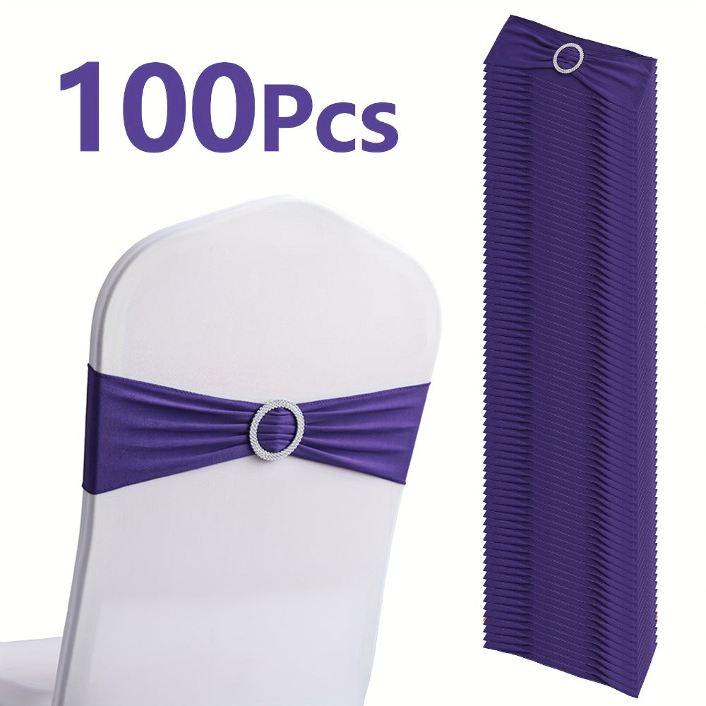 Chair Sashes for Wedding 100pcs Stretch Spandex Elastic Chair Sash Bands with Buckle for Dining Chairs Banquet Party Event Decor - Bulk Set Multiple Colors