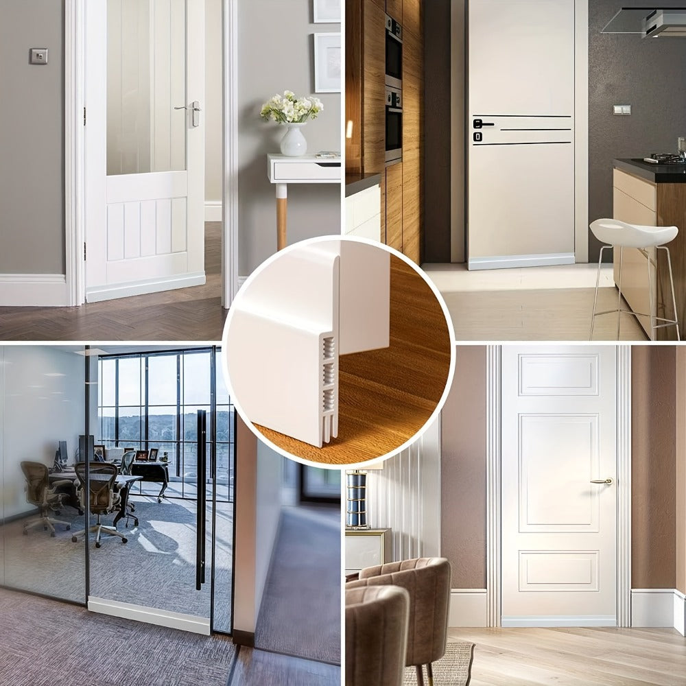 Door Draft Stopper Silicone Under Door Sweep Weather Stripping 39 Inch Strong Adhesive 3-Layer Sound Insulation Noise Blocker Energy Saving Seal for Indoor Outdoor Doors White Black Brown Transparent