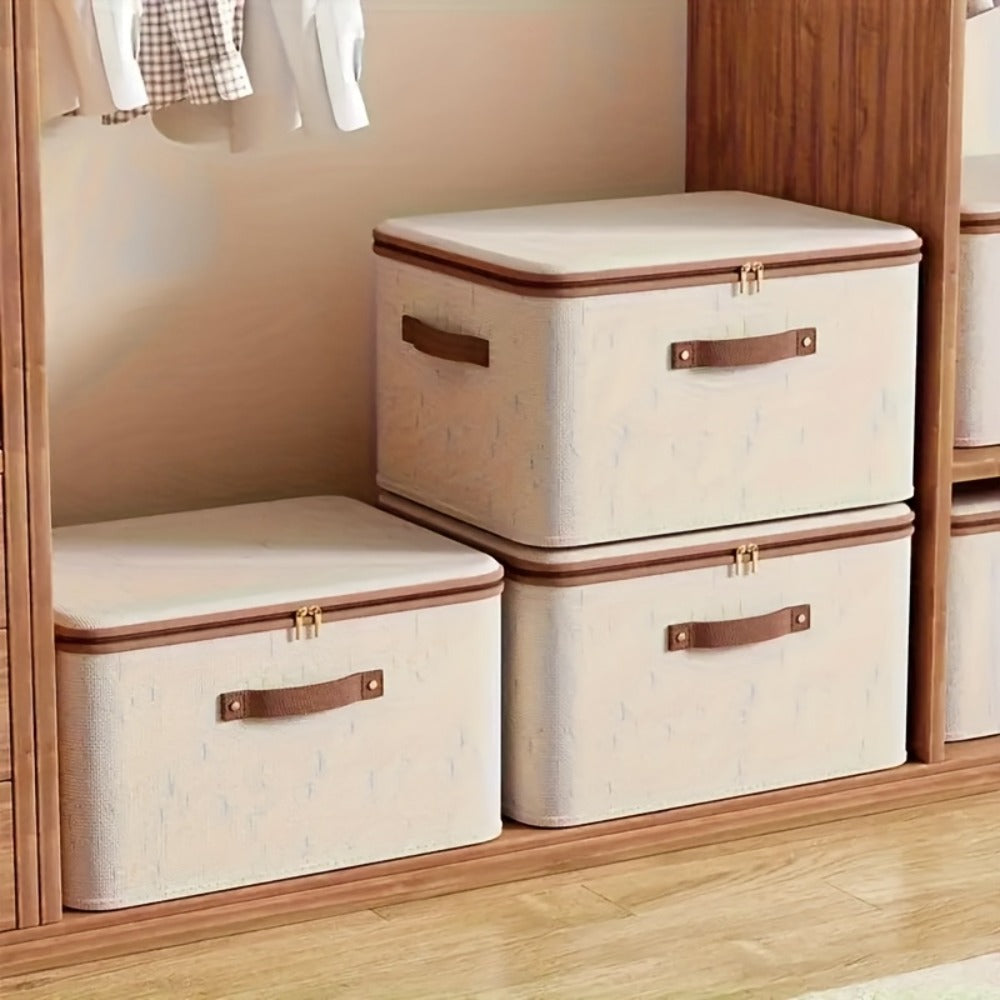 Foldable Storage Bins with Lids 2 Pack - Large Capacity Collapsible Storage Boxes Organizer for Clothes, Blankets, Books, Toys, Under Bed Storage, Closet Shelf