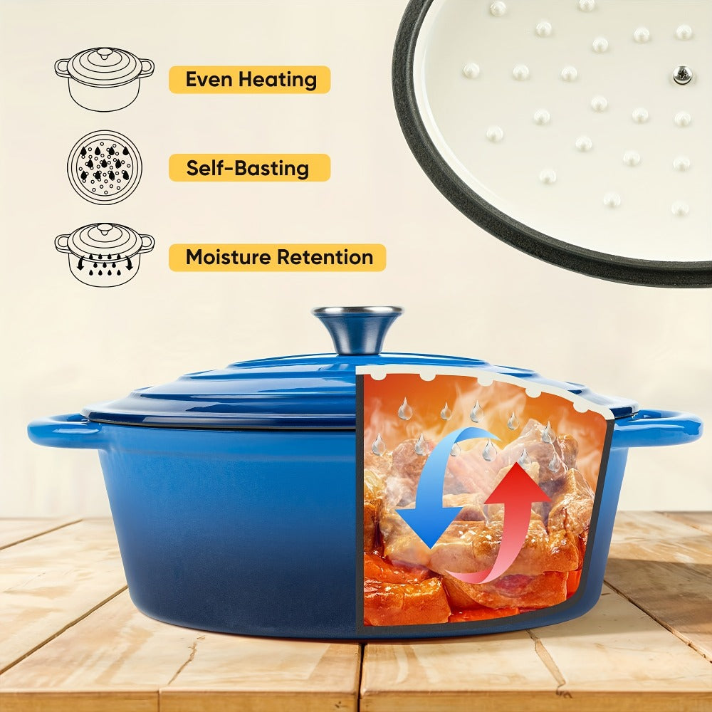 Enameled Cast Iron Dutch Oven 4.5QT with Lid & Dual Handles - Even Heat Distribution, Non-Stick Enamel Interior, for Bread Baking, Slow Cooking, Braising & Roasting, Compatible with All Stovetops & Oven