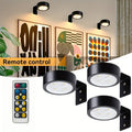 Battery Operated Picture Lights 3-Pack, Magnetic Painting Light with Remote & Timer, 3 Lighting Modes Dimmable Wireless Wall Puck Lights for Art Frames Portraits ¨C Black