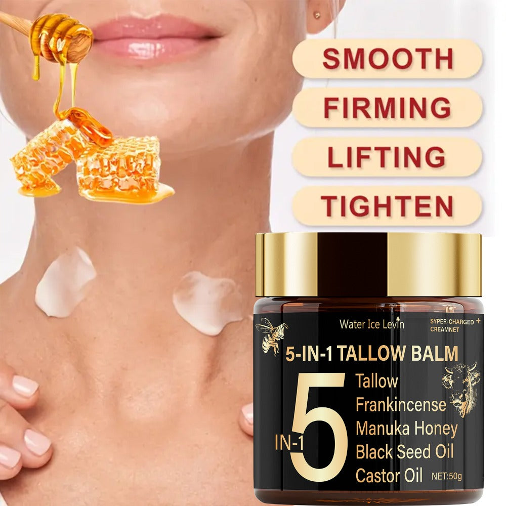 Beef Tallow Moisturizing Cream with Honey & Castor Oil - Deep Hydration Face & Body Cream - Lightweight Skin Nourishing Lotion for Dry Skin - Triple Nourishment Complexion Improving Moisturizer