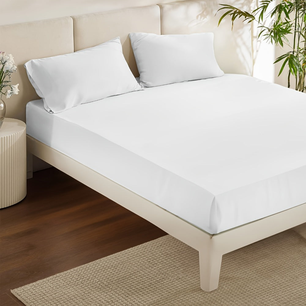 Bamboo Cooling Bed Sheet Set 3 Piece 100% Bamboo Fiber Fitted Sheet with Pillowcases - Deep Pocket Breathable Cool Sheets for Hot Sleepers Twin Full Queen King Cal King Olive Black Navy Beige Gray