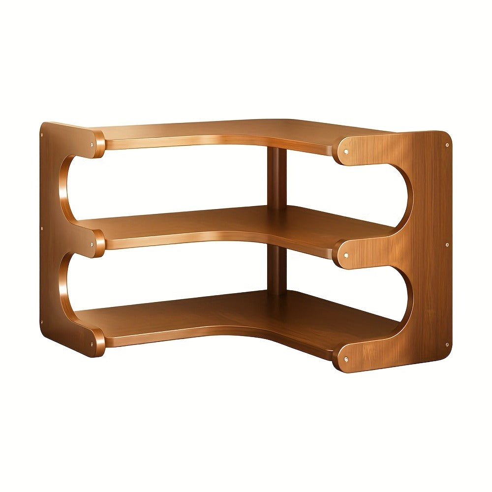 Corner Shelf Organizer 2 3 Tier Space Saving Desk Corner Rack for Home Office Bedroom Living Room, Sturdy Countertop Display Shelf for Plants Books Stationery Decor, Modern Minimalist Design