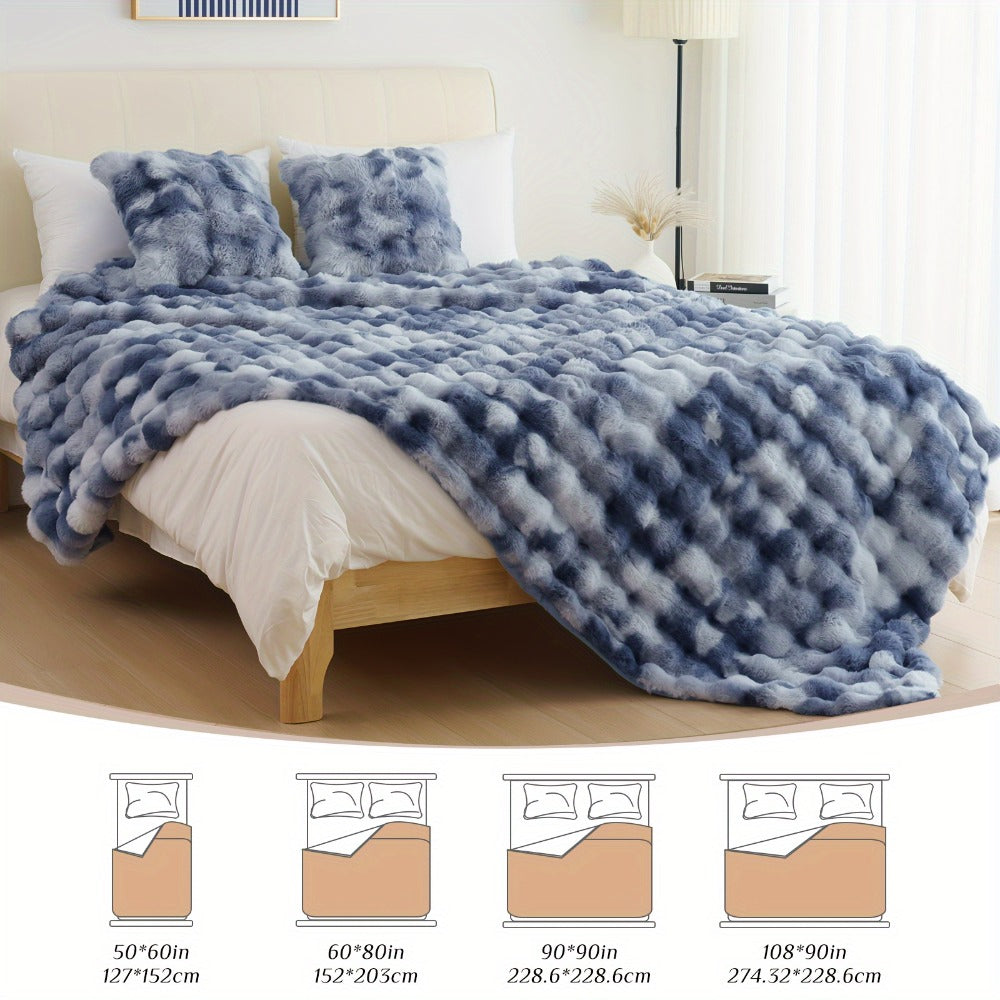 Faux Rabbit Fur Throw Blanket ¨C Ultra-Soft Plush Fleece for Bed, Couch, Sofa & Travel, All Season, 11 Colors, Throw to King Size