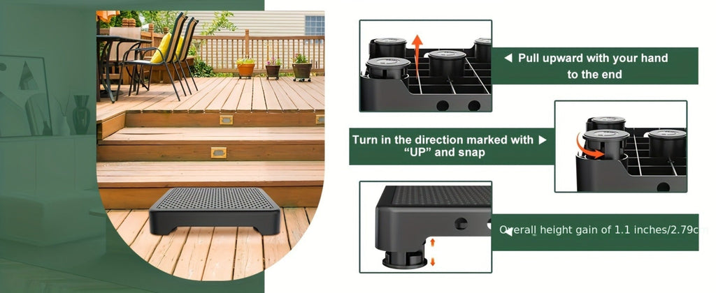Non-Slip Step Stool Heavy Duty 550LBS Capacity Portable One Step Platform for Elderly Adults - Anti-Slip Rubber Mat Height Adjustable Indoor Outdoor Use Bed Car Door Bathroom Stair