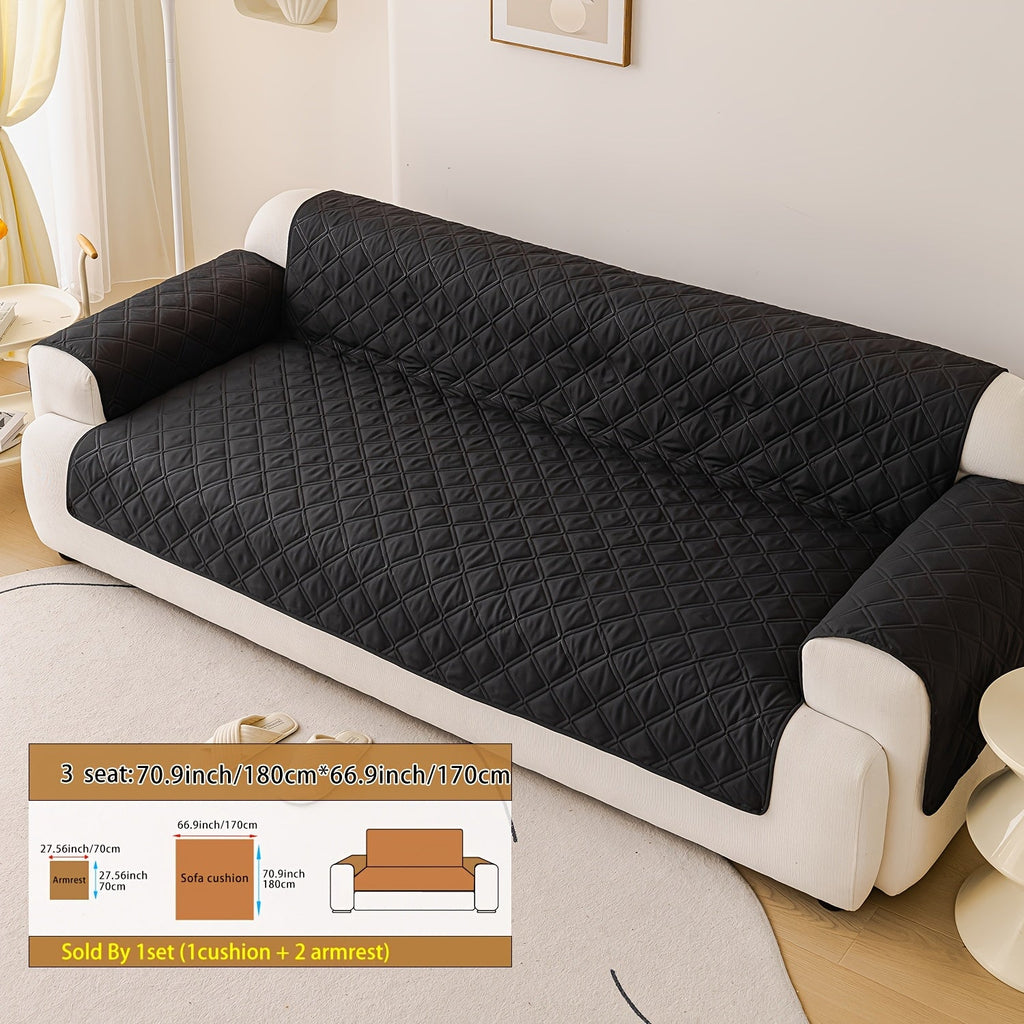 Soundwave Embossed Sofa Cover 3pcs with Armrests - Pet Friendly Anti-Slip Durable Couch Slipcover Set for Loveseat 3 4 Seater Sofa Protection Decoration, 5 Colors