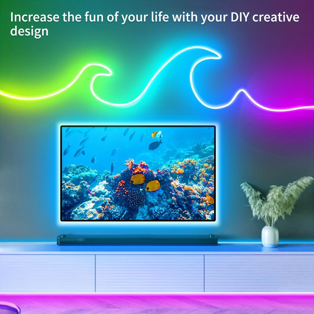 Neon Rope Lights 100ft RGB LED with App & Remote Control, 2 Rolls of 50ft Flexible Neon LED Strip, 24V Safe Low Voltage, for Bedroom, Room Decor, Gaming Setup, Indoor Accent & Holiday Lighting