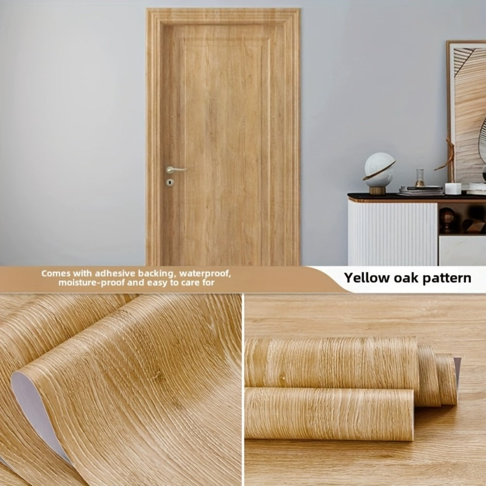 Wood Grain Floor Sticker Roll Peel & Stick Self-Adhesive Non-Slip Thickened Vinyl ¨C Vintage DIY Flooring for Walls, Floors, Desks & Door Panels