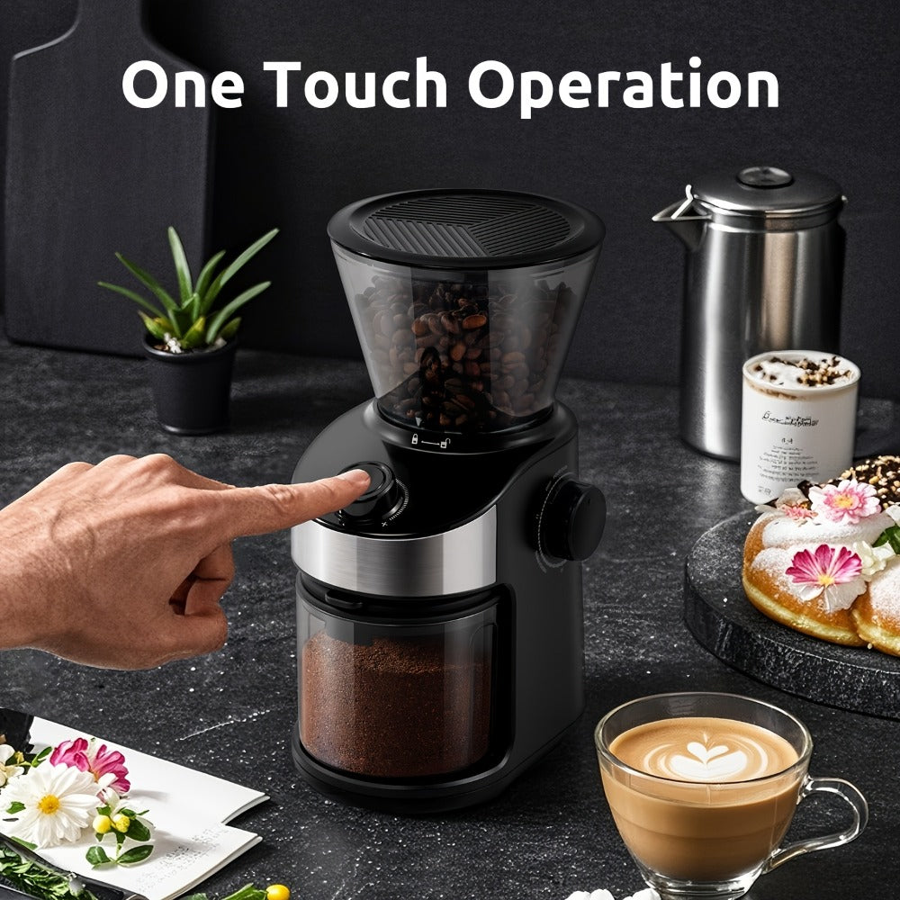 Burr Coffee Grinder Electric Automatic | 25 Precise Grind Settings | 40-Second Digital Timer | Adjustable Burr Mill | Consistent Grind for Espresso Drip French Press | Black Coffee Grinder