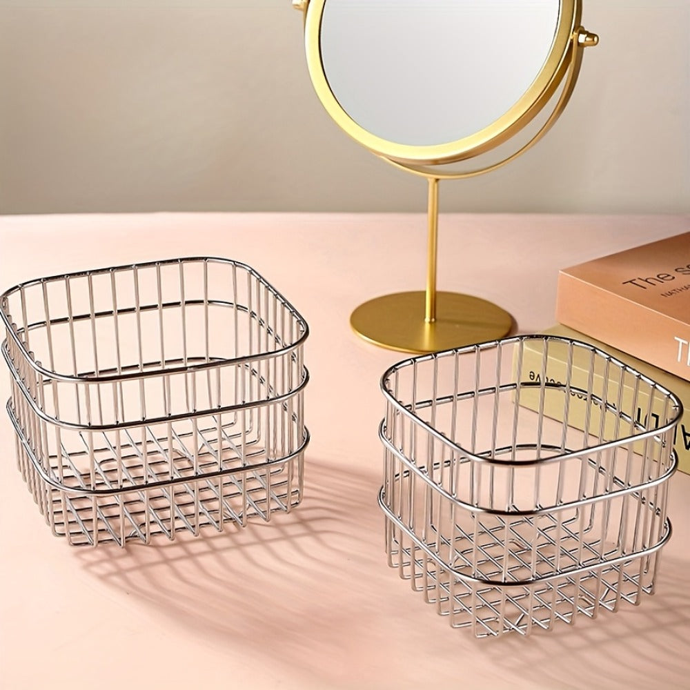 Storage Basket Open Weave Organizer ¨C Multi-Purpose Woven Bin for Bathroom Shelf Kitchen Desk Bedroom Home Organization Sturdy Sleek Design