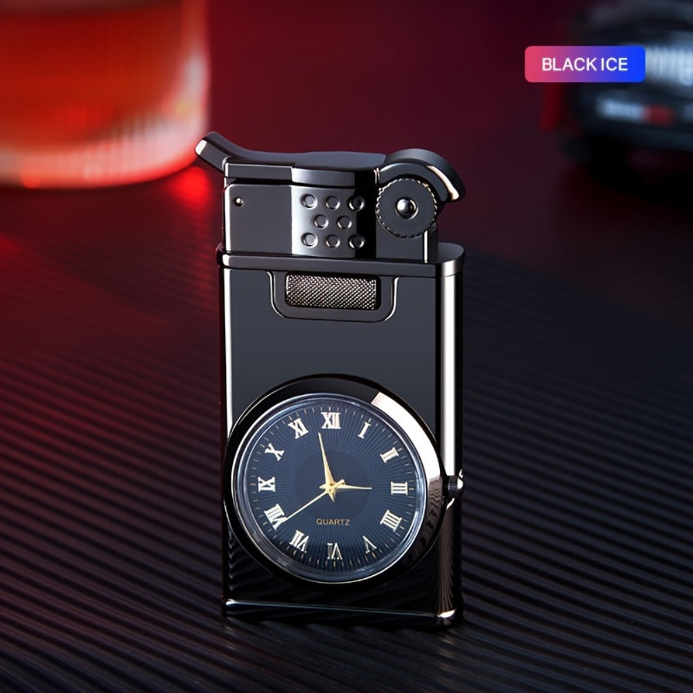 Metal Quartz Dial Double Flame Torch Lighter Windproof Refillable - Adjustable Flame, Open Fire | High-End Gift for Men & Women | 2 Colors | Butane Not Included