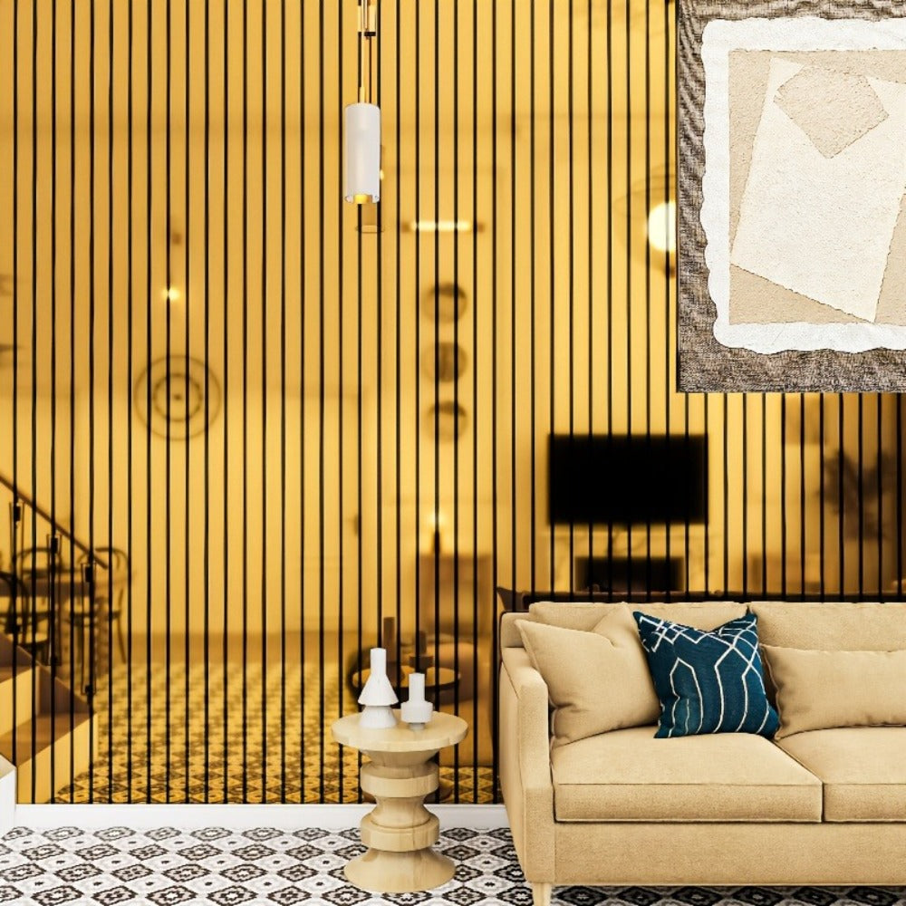 3D Mirror Slat Wall Panel Self-Adhesive Peel and Stick Gold Silver Metallic Grid Wall Sticker for TV Background Wall Ceiling Curved Edges Home Decor Art Easy Install