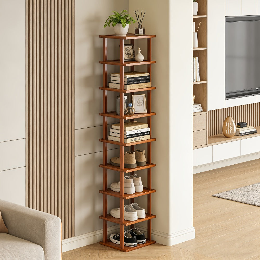 Bamboo Shoe Rack Multi-Tier Freestanding Shoe Organizer Wood Grain Space Saving Shoe Shelf for Entryway, Living Room, Bedroom & Dormitory ¨C 6 or 9 Tier